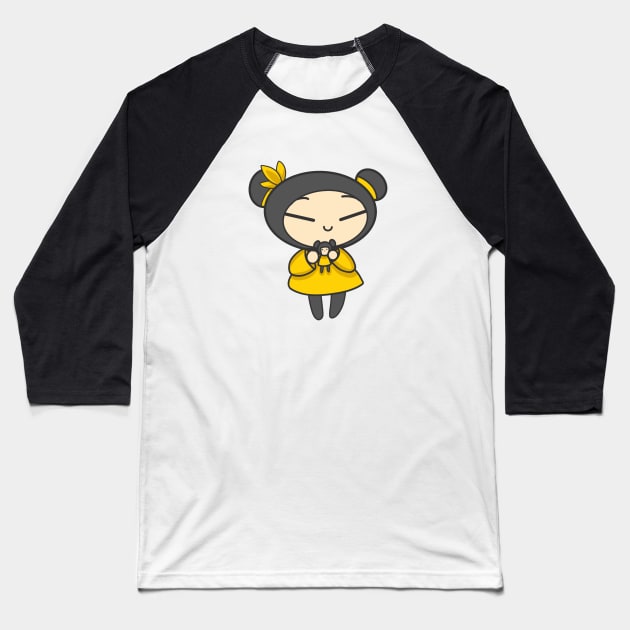 Yellow Pucca with a Doll Baseball T-Shirt by aishiiart